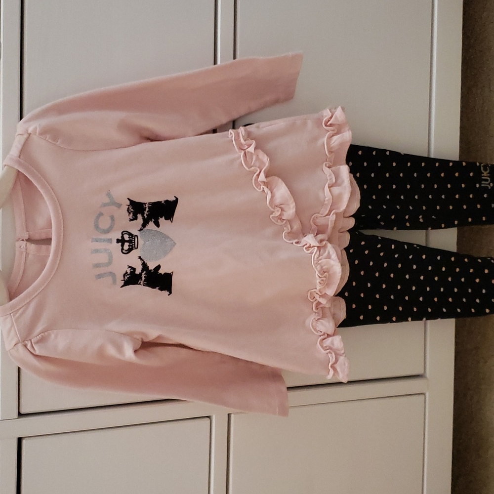 Juicy Couture pink/black long sleeve pant set. 18 months.